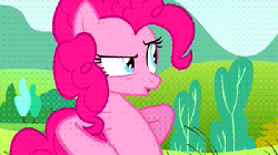 Size: 600x338 | Tagged: safe, edit, screencap, pinkie pie, g4, putting your hoof down, animated, female, invisible mare, reversed, sassy, solo, zoom