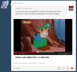 Size: 642x599 | Tagged: safe, anti-brony, bronyphobia, luigi, mama luigi, meme, super mario bros., tumblr