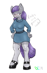 Size: 402x621 | Tagged: safe, artist:bunnycat, maud pie, earth pony, anthro, g4, maud pie (episode), clothes, dress, female, mary janes, solo, stockings