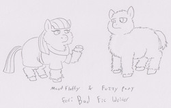 Size: 1500x952 | Tagged: safe, artist:santanon, maud pie, fluffy pony, g4, fuzzy pony, monochrome