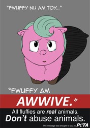 Size: 745x1053 | Tagged: safe, artist:fluffspot, fluffy pony, fluffy pony original art, peta, poster, public service announcement, solo