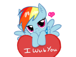 Size: 1024x768 | Tagged: safe, artist:meldoymoon, rainbow dash, g4, bedroom eyes, cute, female, heart, leaning, looking at you, simple background, smiling, solo, spread wings, transparent background, wub