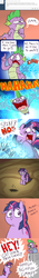 Size: 492x3486 | Tagged: safe, artist:piggybank12, spike, twilight sparkle, dragon, pony, unicorn, ask spike da dragon, g4, comic, eating, female, gem, male, mare, refrigerator, spike da dragon, teleportation