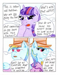 Size: 1024x1322 | Tagged: safe, artist:the1king, rainbow dash, twilight sparkle, alicorn, pony, comic:fluttershy and the rainbow factory, fanfic:rainbow factory, g4, comic, female, mare, parody, roald dahl, traditional art, twilight sparkle (alicorn), willy wonka, willy wonka and the chocolate factory
