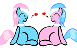 Size: 1280x806 | Tagged: safe, artist:zeldafan777, aloe, lotus blossom, earth pony, pony, g4, belly, chubby, fat, heart, simple background, spa twins, white background