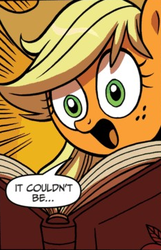 Size: 236x366 | Tagged: safe, idw, applejack, g4, female, reaction image, solo