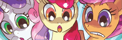 Size: 911x302 | Tagged: safe, idw, apple bloom, scootaloo, sweetie belle, g4, cutie mark crusaders, reaction image