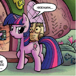 Size: 350x350 | Tagged: safe, idw, twilight sparkle, g4, animated, female, reaction image, tenso, zoom