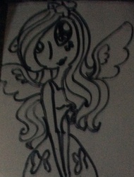 Size: 1189x1563 | Tagged: artist needed, safe, fluttershy, equestria girls, g4, female, monochrome, solo, traditional art