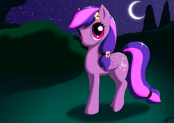 Size: 2400x1700 | Tagged: safe, artist:skecchiart, oc, oc only, oc:moonlight blossom, moon, night, solo