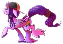 Size: 1426x1000 | Tagged: safe, artist:michifishu, oc, oc only, pegasus, pony, backwards ballcap, baseball cap, cap, eyes closed, hat, simple background, smiling, solo, transparent background, unshorn fetlocks