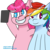 Size: 3000x3000 | Tagged: safe, artist:sadyuri, pinkie pie, rainbow dash, g4, 30 minute art challenge, female, high res, lesbian, selfie, ship:pinkiedash, shipping