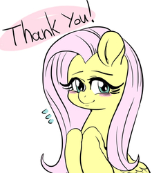 Size: 500x568 | Tagged: safe, artist:nekubi, fluttershy, g4, blushing, female, smiling, solo, thank you