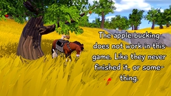 Size: 1920x1080 | Tagged: safe, amnesia fortnight, apple, applebucking, barely pony related, double fine, game, humble indie bundle, prototype, steed, steed prototype, video game