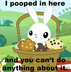 Size: 453x463 | Tagged: safe, screencap, angel bunny, g4, maud pie (episode), image macro, implied pooping, male, meme, muffin, solo