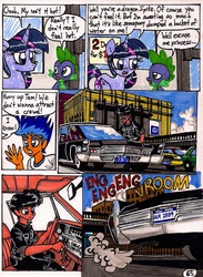 Size: 1346x1838 | Tagged: safe, artist:newyorkx3, flash sentry, spike, twilight sparkle, oc, oc:tommy, alicorn, dragon, human, pony, comic:twilight and the big city, g4, cadillac, car, comic, female, ford, ford crown victoria, male, mare, non-mlp oc, self insert, taxi, the legend of zelda, traditional art, twilight sparkle (alicorn), well excuse me princess