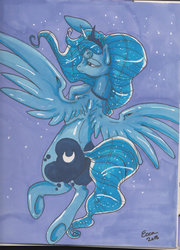 Size: 1024x1423 | Tagged: safe, artist:pixiekicks, princess luna, g4, female, solo, traditional art, underhoof