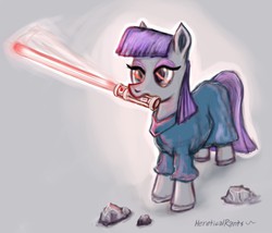 Size: 1732x1480 | Tagged: safe, artist:hereticalrants, maud pie, g4, maud pie (episode), darth maud, female, lightsaber, pun, solo, star wars