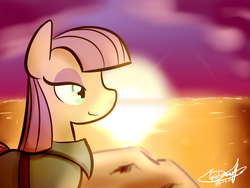 Size: 1280x960 | Tagged: safe, artist:wishdream, maud pie, g4, maud pie (episode), female, solo, sunset