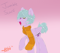 Size: 4000x3500 | Tagged: safe, artist:asksweettart, oc, oc only, oc:jumblescarf, pegasus, pony, art trade, clothes, cute, fanart, scarf, shiny, solo