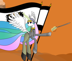 Size: 2000x1688 | Tagged: safe, artist:king-of-aces, princess celestia, g4, female, germany, magic, otto von bismarck, prussia, solo, victoria ii