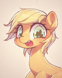 Size: 528x660 | Tagged: dead source, safe, artist:frali, applejack, earth pony, pony, g4, alternate hairstyle, cute, diabetes, female, short hair, solo