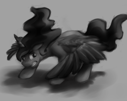 Size: 1024x819 | Tagged: safe, artist:vila1, princess luna, g4, female, monochrome, solo