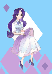 Size: 2480x3508 | Tagged: safe, artist:hisatonbi, rarity, human, g4, female, high res, horn, horned humanization, humanized, pixiv, solo