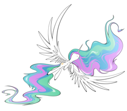 Size: 8000x7000 | Tagged: safe, artist:flamevulture17, princess celestia, pony, g4, absurd resolution, female, flying, mare, simple background, solo, transparent background, vector