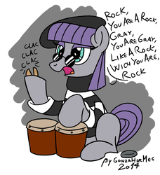 Size: 888x972 | Tagged: safe, artist:gonzahermeg, maud pie, g4, maud pie (episode), beatnik, bongos, female, misspelling, musical instrument, solo