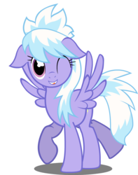 Size: 853x1080 | Tagged: safe, artist:alexthejones, cloudchaser, pegasus, pony, g4, female, mare, one eye closed, simple background, solo, spread wings, transparent background, wings, wink