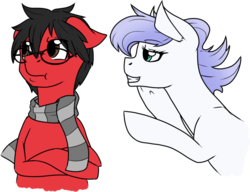 Size: 569x437 | Tagged: safe, artist:baka, oc, oc only, oc:crowne prince, earth pony, pony, annoyed, antagonist, clothes, crowneprince, female, glasses, male, mare, no trolling, protagonist, request, sarcasm, scarf, solratic, spiky mane, stallion, winner, winning personality