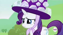 Size: 1920x1080 | Tagged: safe, screencap, rarity, pony, g4, maud pie (episode), my little pony: friendship is magic, female, hub logo, scrunchy face, solo