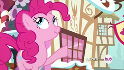 Size: 1920x1080 | Tagged: safe, screencap, pinkie pie, pony, g4, maud pie (episode), female, hub logo, scrunchy face, solo