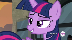 Size: 1920x1080 | Tagged: safe, screencap, twilight sparkle, alicorn, pony, g4, maud pie (episode), all new, female, hub logo, lidded eyes, lip bite, mare, out of context, solo, twilight sparkle (alicorn)