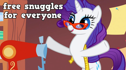 Size: 960x539 | Tagged: safe, rarity, g4, female, hug, image macro, imma snuggle you, meme, solo