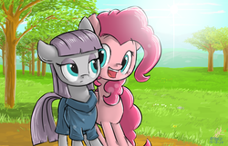 Size: 1008x648 | Tagged: safe, artist:atteez, maud pie, pinkie pie, g4, maud pie (episode), my little pony: friendship is magic