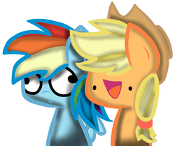 Size: 837x699 | Tagged: artist needed, safe, applejack, rainbow dash, g4, derpface, hat