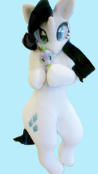 Size: 551x980 | Tagged: safe, artist:girlieginger, rarity, spike, human, g4, build-a-bear, cosplay, fursuit, irl, irl human, photo, plushie, solo, spike plushie
