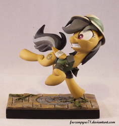 Size: 800x849 | Tagged: safe, artist:frozenpyro71, daring do, pegasus, pony, g4, bandage, female, irl, photo, running, sculpture, solo