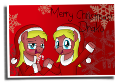 Size: 3000x2000 | Tagged: safe, artist:drako1997, oc, oc only, oc:drako, bedroom eyes, blushing, candy cane, christmas, drool, glasses, high res, licking, male, postcard, selfcest, tongue out