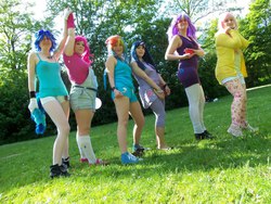 Size: 960x720 | Tagged: safe, artist:kuropikachan, fluttershy, pinkie pie, rainbow dash, rarity, twilight sparkle, human, g4, cosplay, irl, irl human, photo