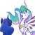 Size: 500x500 | Tagged: safe, artist:isa-isa-chan, princess celestia, princess luna, alicorn, pony, g4, cross-popping veins, female, mare, royal sisters, siblings, simple background, sisters