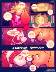 Size: 2550x3300 | Tagged: safe, artist:naughtydoodles, applejack, cherry jubilee, g4, comic, crying, female, fetish, high res, stomach, vore
