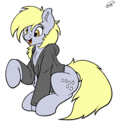 Size: 1857x2000 | Tagged: safe, artist:skipsy, artist:venezolanbrony, edit, derpy hooves, pegasus, pony, g4, clothes, cute, derpabetes, female, hoodie, mare, solo