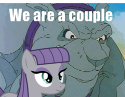 Size: 356x278 | Tagged: safe, edit, edited screencap, screencap, crunch (g1), maud pie, earth pony, pony, rockdog, crunch the rockdog, g1, g4, maud pie (episode), crack shipping, female, hilarious in hindsight, image macro, interspecies, male, maudcrunch, meme, shipping, straight