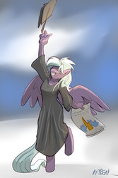 Size: 700x1050 | Tagged: safe, artist:noben, cloudchaser, pegasus, anthro, unguligrade anthro, g4, wonderbolts academy, female, graduation, solo, wonderbolts