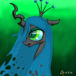 Size: 912x912 | Tagged: safe, artist:epicblueface22, queen chrysalis, changeling, changeling queen, g4, crown, female, jewelry, regalia, solo