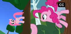 Size: 745x362 | Tagged: safe, screencap, pinkie pie, g4, it ain't easy being breezies, 3d, fourth wall