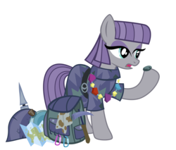 Size: 1200x1023 | Tagged: safe, artist:pixelkitties, boulder (g4), maud pie, g4, maud pie (episode), female, helmet, pickelhaube, rock candy, rock candy necklace, simple background, solo, transparent background